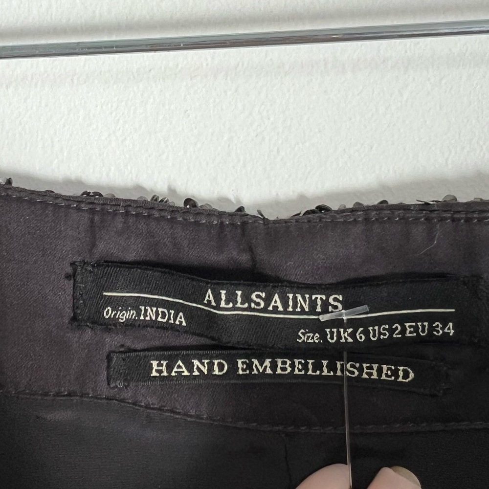 All Saints Black Hand Embellished Mini Skirt - Picture 5 of 6